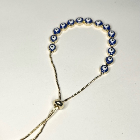 14k gold filled blue evil eye bracelet - Picture 2 of 3